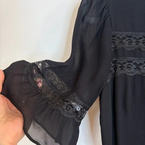 Reformation Black Midi Dress with Sheer Accents - Picture 7 of 8